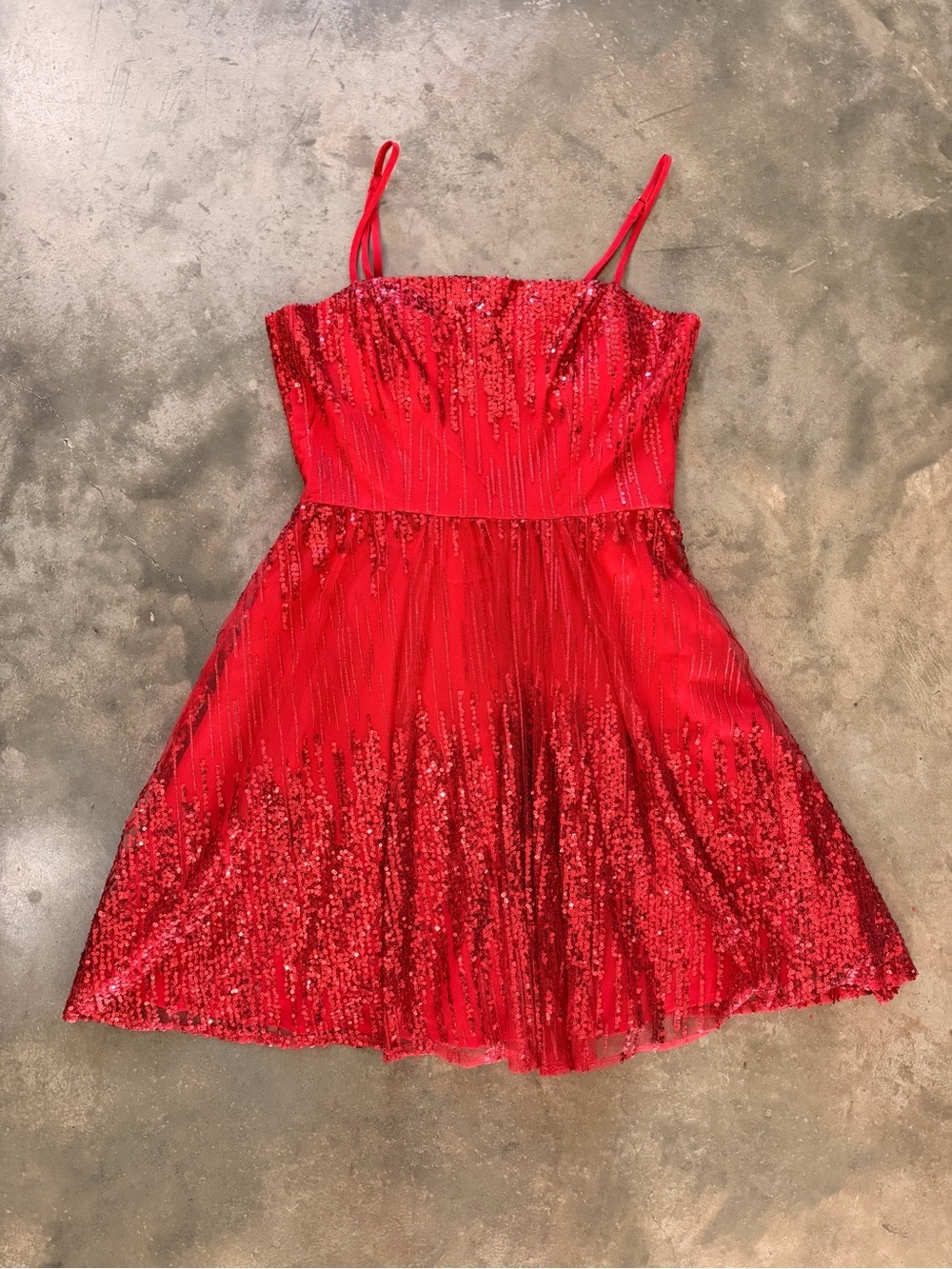 Soieblu Red Sequin Fit & Flare Mini Party Dress Sleeveless Size Medium